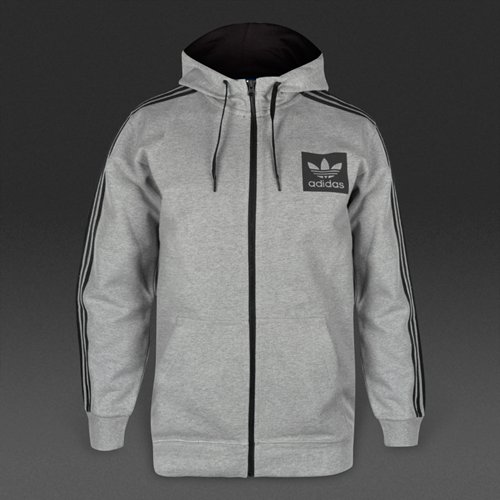 Adidas Originals Street Essentials Full-Zip Hoody Medium Grey Heather for Men